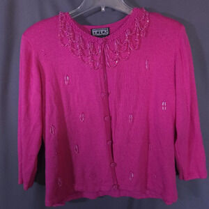 Vintage Berek By Takako Sakon Shirt Cardigan Set Beaded Fairy Barbie‎ Size M